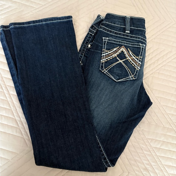 Ariat Denim - Ariat Dark Blue Boot Cut Jeans with Embroidered Pocket